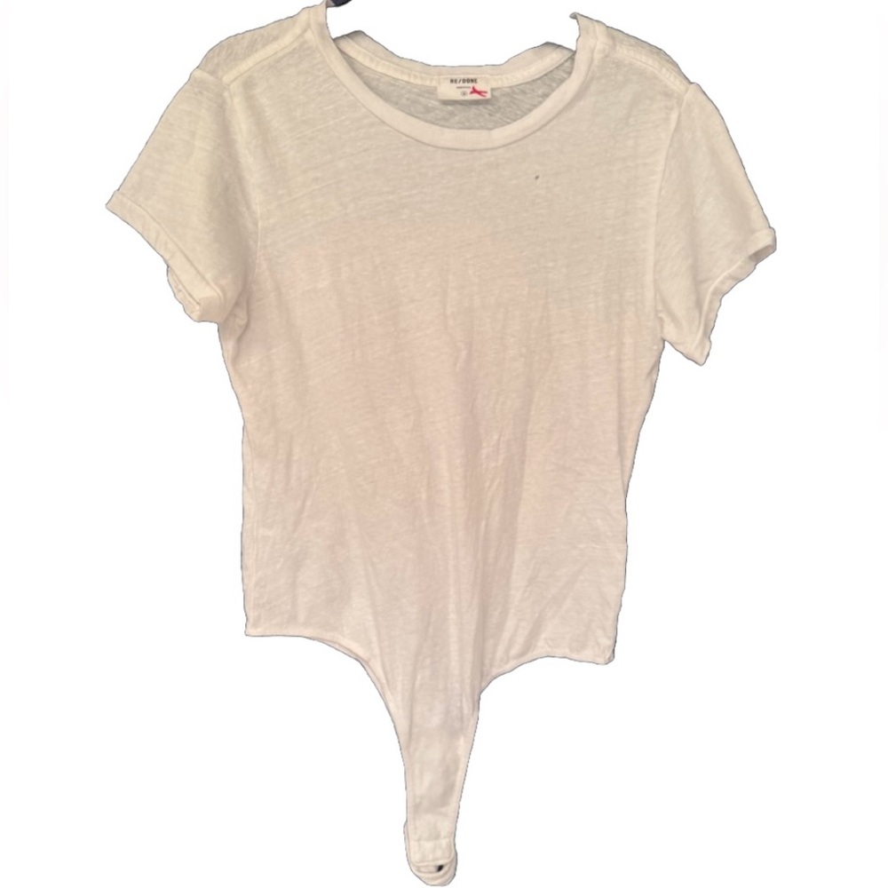 REDONE Optic White 60s Slim Tee Women’s Bodysuit Size Medium - Picture 5 of 14